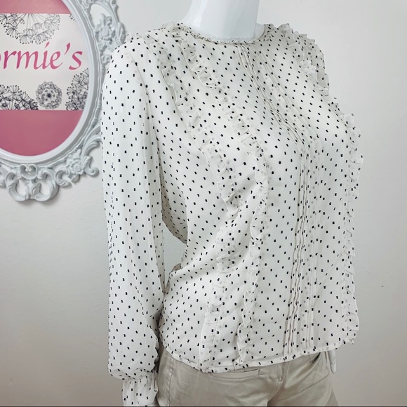 Tommy Hilfiger Tops - Tommy Hilfiger/Ruffled Polkadot Off White Navy Dot